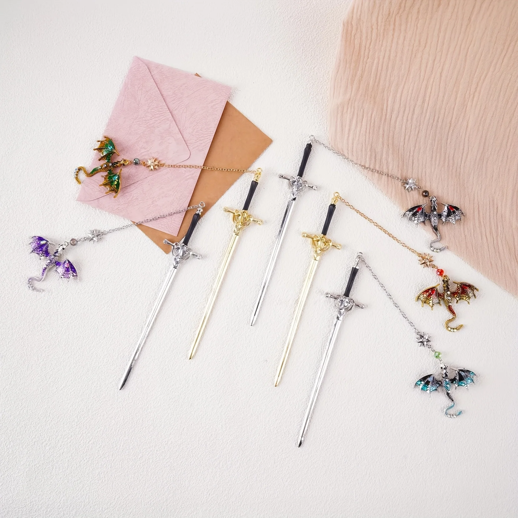 قطعة واحدة من الإشارة المرجعية الخيالية لسيف التنين، هدية عيد ميلاد، إشارة مرجعية للمجوهرات المعدنية الفضية للقراء، هدية فريدة، هدية للنساء والرجال #1