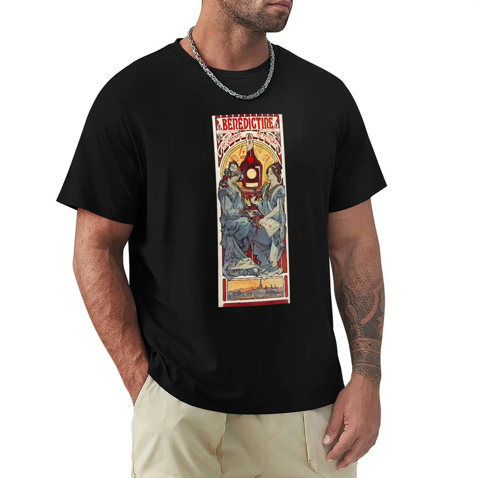 BENEDICTINE LIQUEUR Alphonse Mucha T-Shirt man graphic t shirt T-Shirt