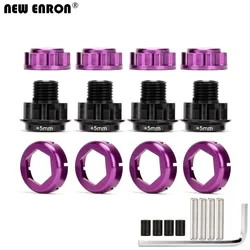 NEW ENRON 4Pcs Purple Aluminum Alloy 17mm CNC Warlock Hex Hubs with 5MM Serrated Nuts Set for RC Car 1/8 HPI Savage Flux X XL HP