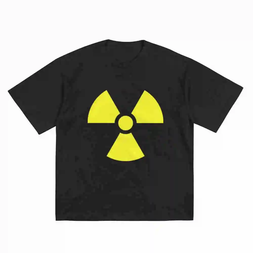 Radiation Symbol Hazard Warning Safety Sign Short Sleeve Tee 100% Cotton T-Shirt