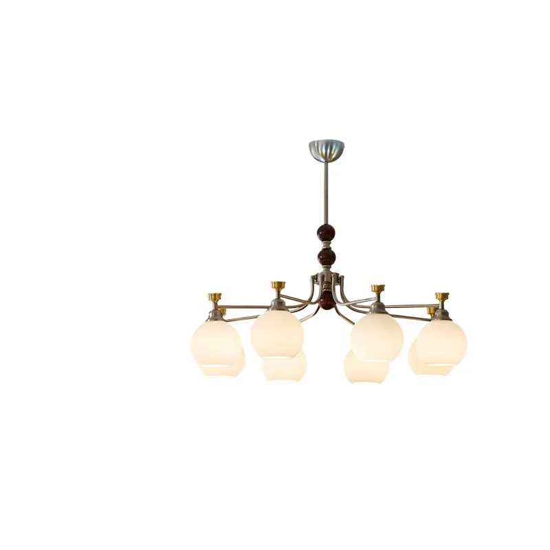 

French medieval style living room American simple walnut bedroom dining room glass chandelier with spotlight