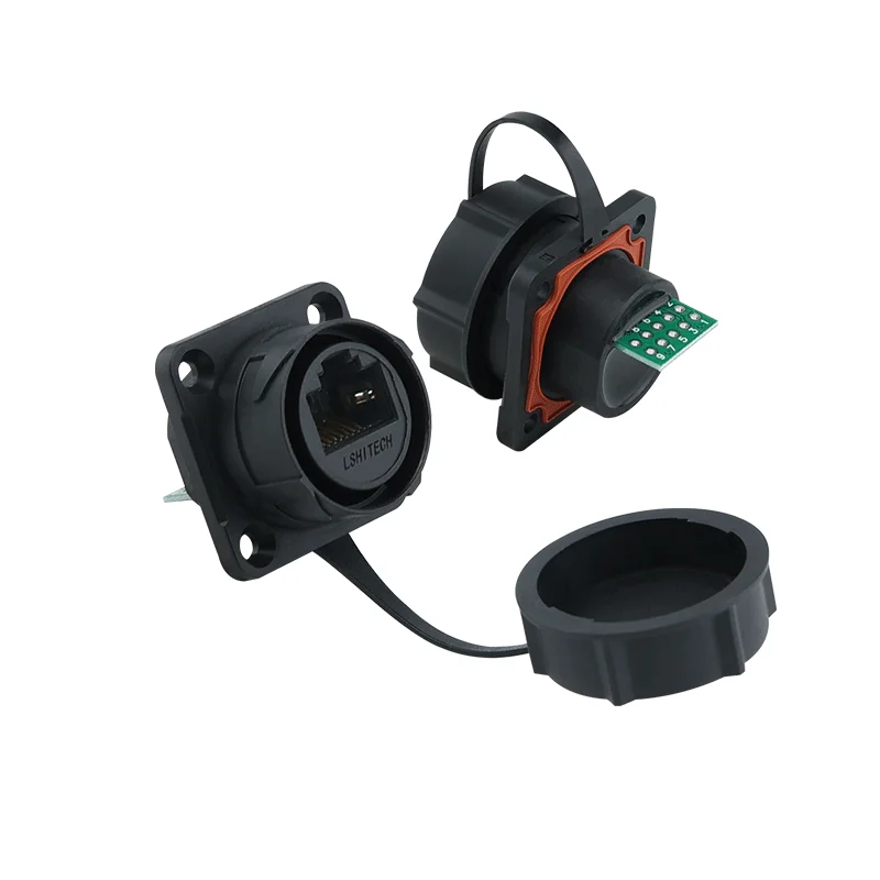 Lshitech Quick Connect Nylon M21 RJ45 Connector Waterproof Network Connectors High Reliability for Industrial Ethernet
