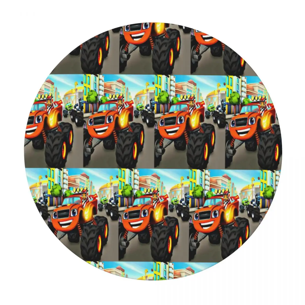 Blaze And The Monster Machines Waterproof Round Tablecloth Oilproof Table Cloth for Kitchen Events Dining Table Cover