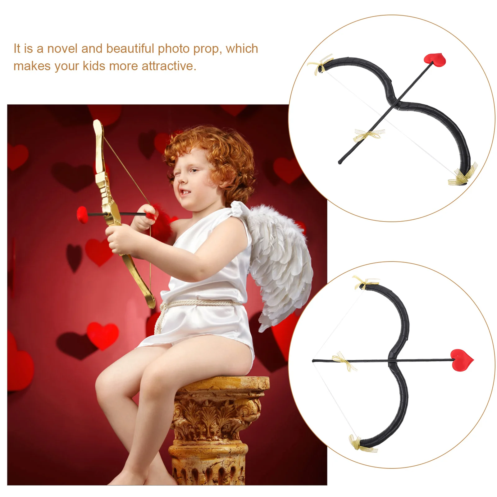 

1Set Cupid Cosplay Foam Bow Arrow Set Lightweight Safe Valentine Costume Party Photo Props Cupid Bow and Arrow