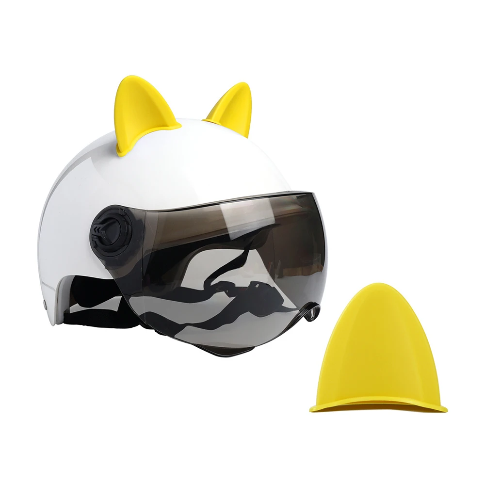 لطيف آذان القط خوذة الديكور دراجة نارية الكهربائية سيارة خوذة ملصقات التصميم على الوجهين ملصقات ديكور خوذة اكسسوارات #3