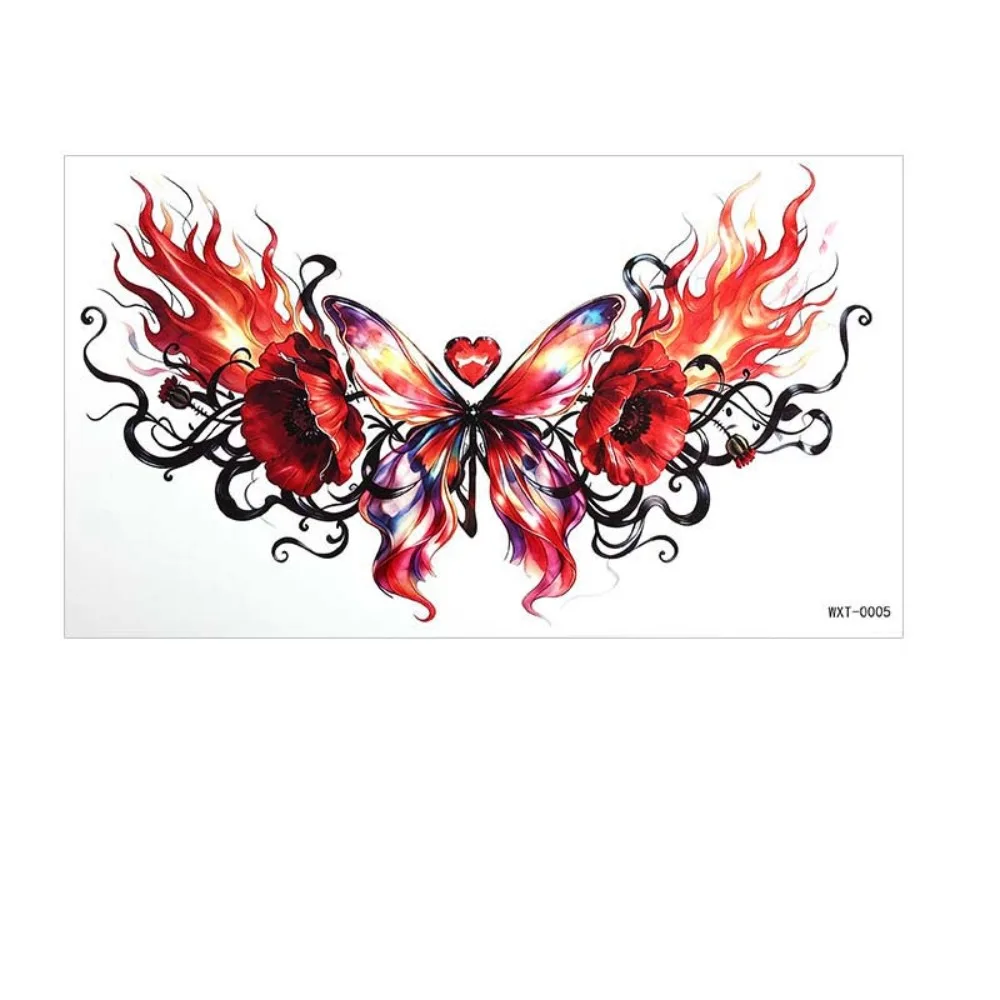 Crown Cross Wing Butterfly Flower Tattoo Stickers 3D Texture Long Lasting Floral Body Art Sticker Easy Clean Removable