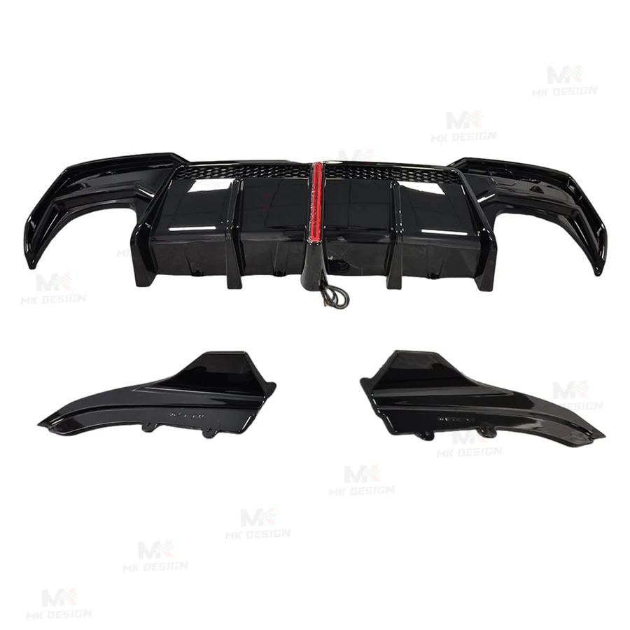 VTEN Style Rear Diffuser W/ LED Light for BMW 4 Series G22 2020+ PP Material Rear Bumper Lip Diffuser Splitters Winglet Body Kit
