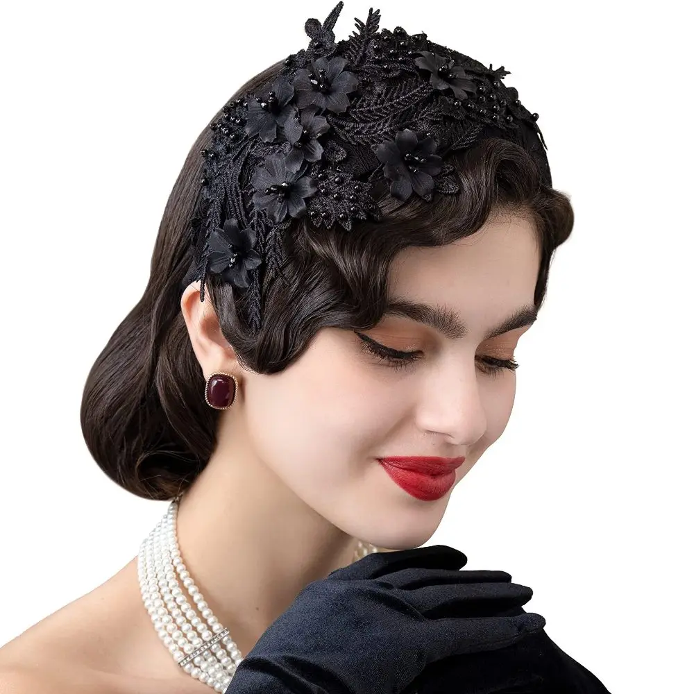 New Lace Fascinators Headband for Women Tea Party Hat Brides Birdcage Veil Headband 1920s 50s Accessories Church Hats Headwear