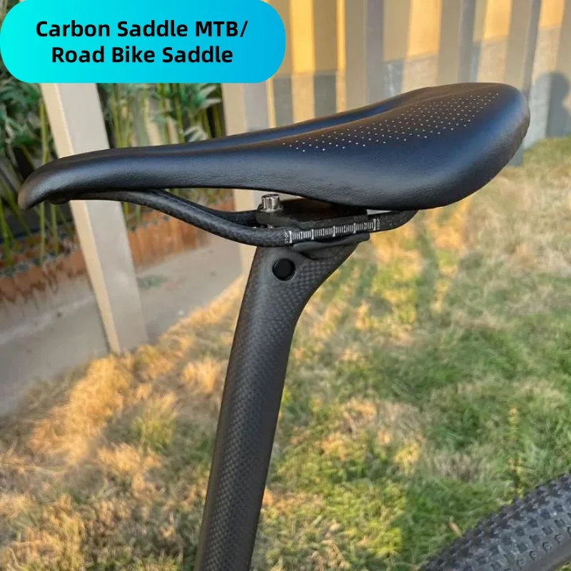 

New Carbon Saddle MTB/Road Bike Saddle Super Light Leather Carbon Cushions 7x9mm Racing Bicycle Seat 240*155MM