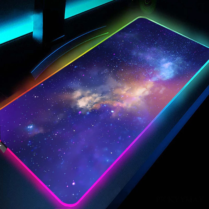 Large Office RGB LED Lllumination Mouse Pad Mat Gamer Space Universe Gaming Mousepad Keyboard Compute Anime Desk Mat For CSGO