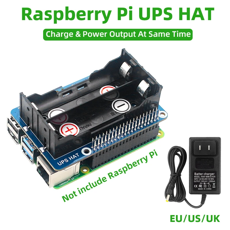 

SHCHV Uninterruptible Power Supply UPS HAT Stable 5V Power Output for Raspberry Pi 4 Model B 3B+ 3B