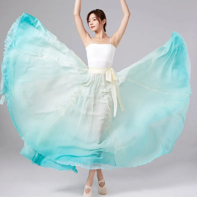 720 Degree Chiffon Skirt Ballet Dance Costume Women Belly Dancer Practice Wear Assorted Long Dance Skirt Women Party Dresses