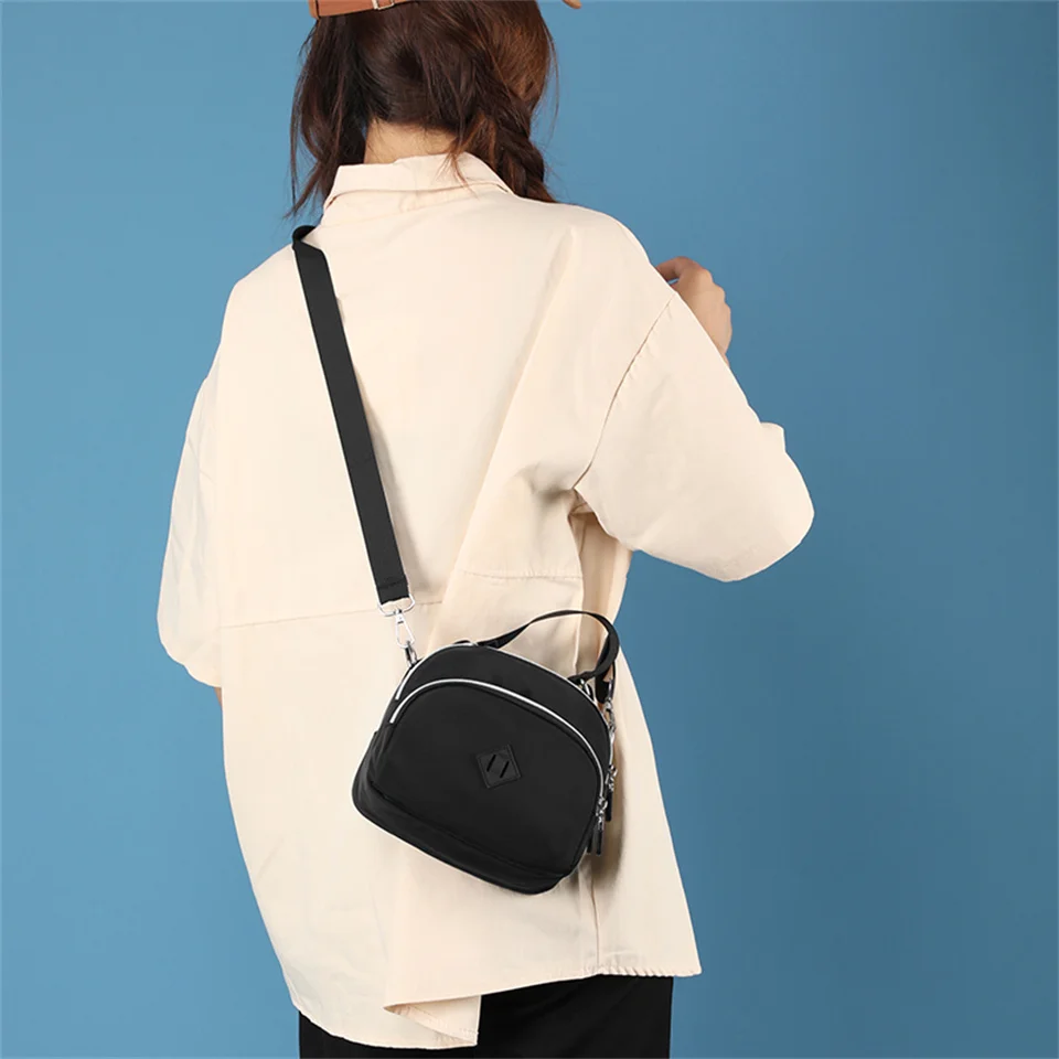 Women Casual Tote Top-handle Bags Nylon Handbags Waterproof Shopping Multi-pocket Shoulder Bag