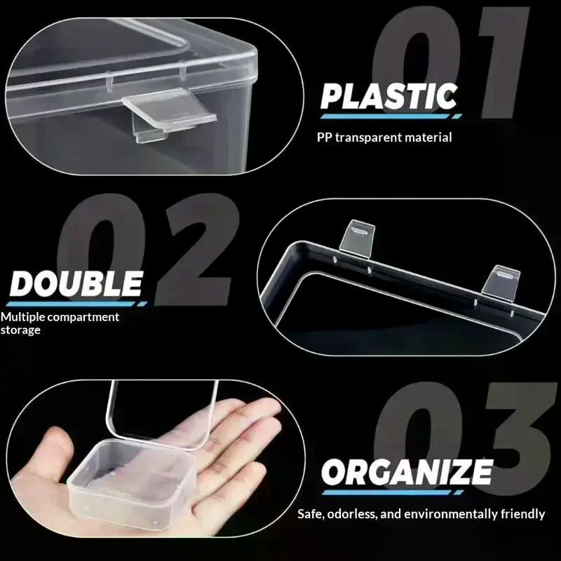 Transparent Plastic Box Nail Art Jewelry Rhinestone Diamond Desktop Storage Box Component Parts Container