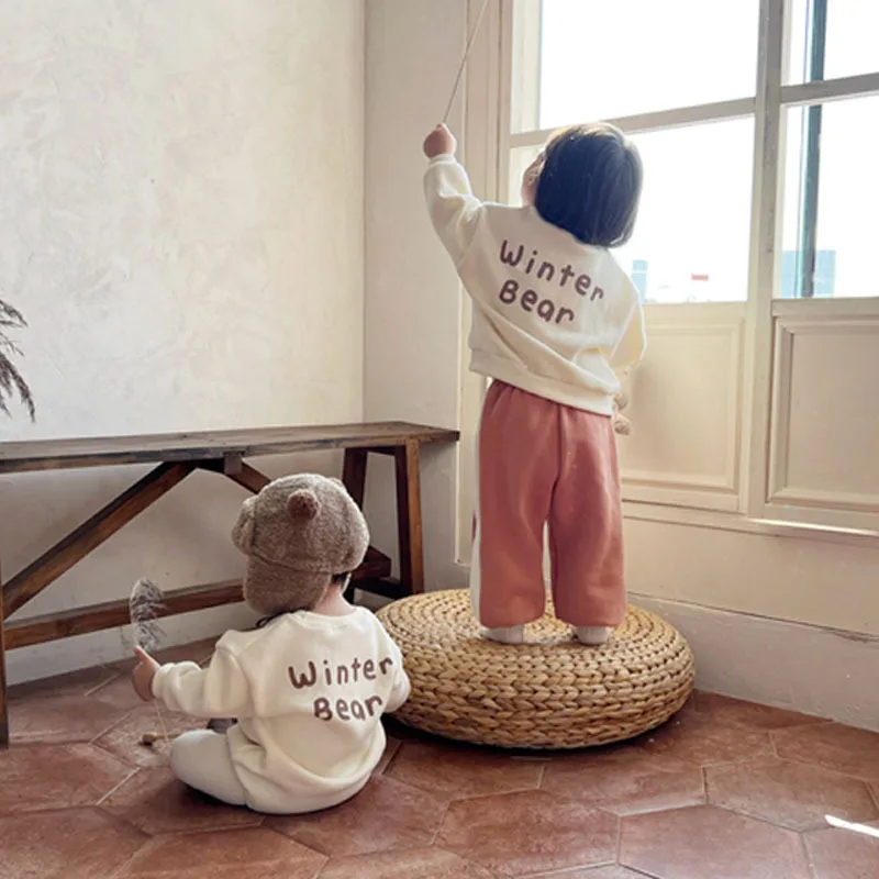 2025 Autumn New Baby Long Sleeve Bodysuit Cotton Infant Boy Girl Bear Letter Print Casual Jumpsuit Newborn Clothes 0-24M