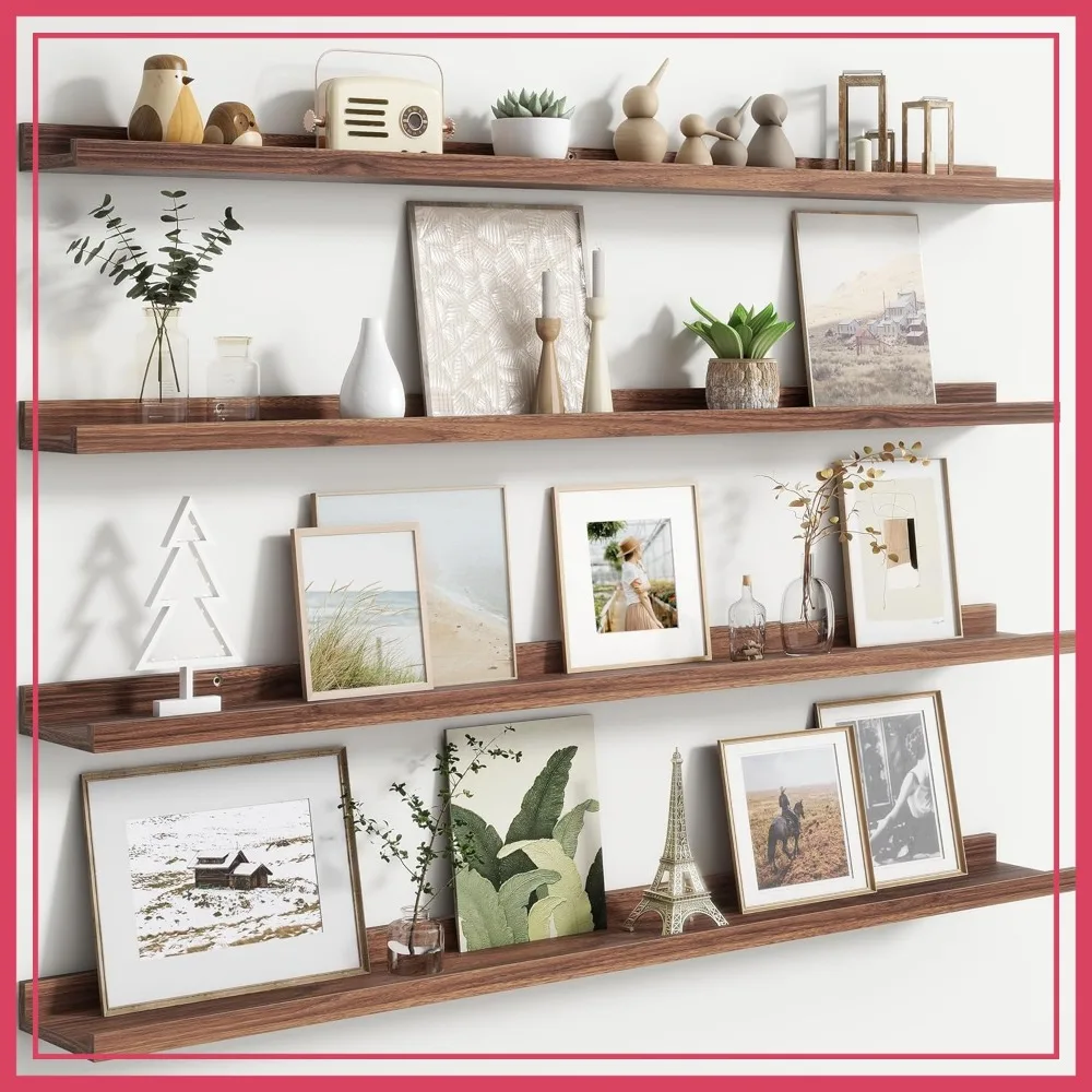 

48 Inch Wall Shelves Set of 4, Floating Ledge for Display, Storage, and Decor