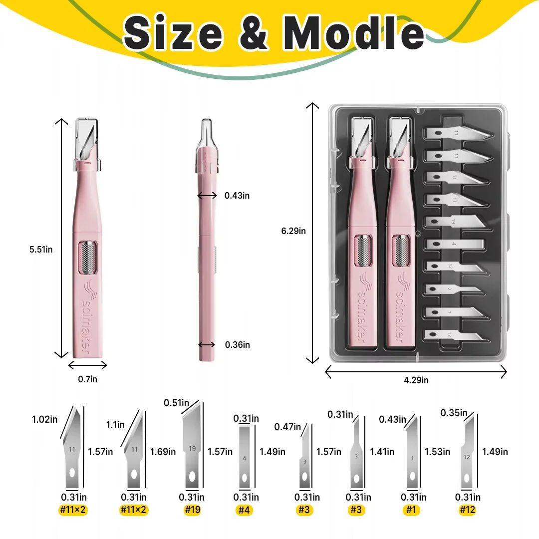 Carving Craft Knife Set Built-in Spare Blade with 10pcs Non-standard Blades for Paper Cuttings Film Applications and DIY Crafts