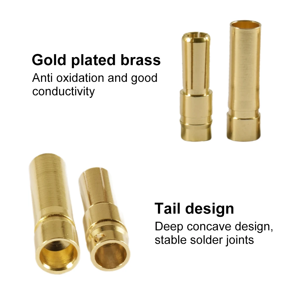 9IMOD 5/10Pair RC Bullet Connectors 2/3/3.5/4.0/5/5.5/6/8mm Male Female Banana Bullet Connector Plug Gold-plated Adapter