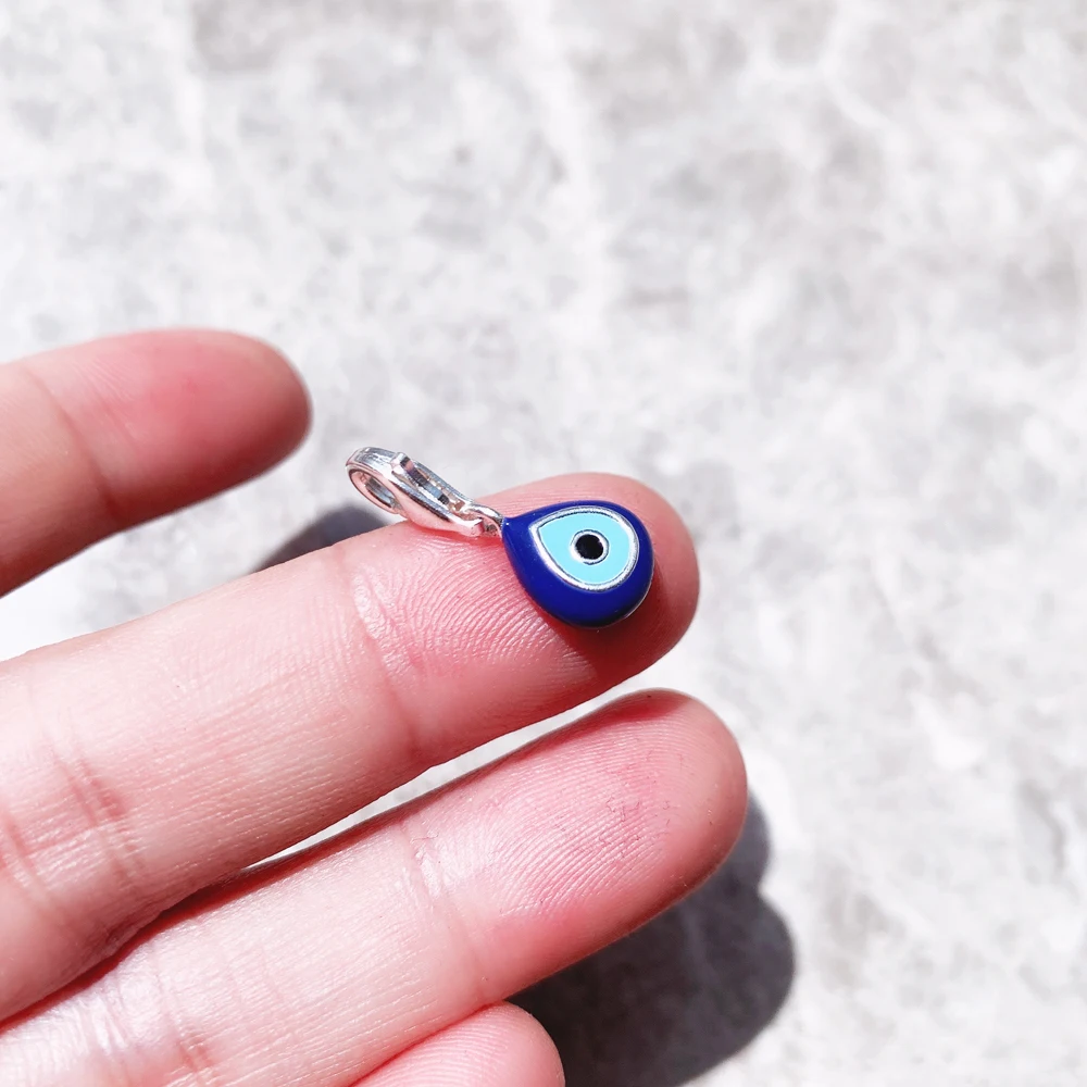 Turkey Eye Blue Enamel Culture Charm Pendant 925 Sterling Silver New DIY Jewelry Lucky Accessories For Women Men