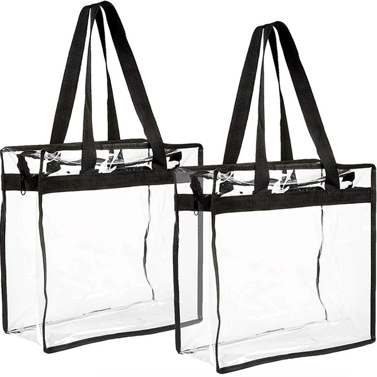 2Pcs Transparent Totes Large Capacity Clear Tote Bags with Zipper Flexible Multipurpose PVC for Swim Storage Shopping Waterproof