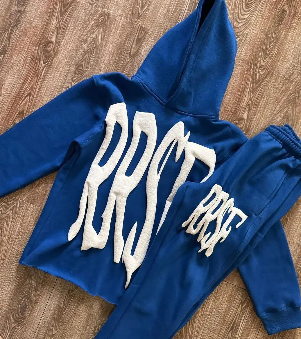 2 Piece Sets Womens Outfits Letter Foam Y2k Set Sweatpants Tracksuit Men and Women Streetwear Hip Hop Casual Oversized Hoodie