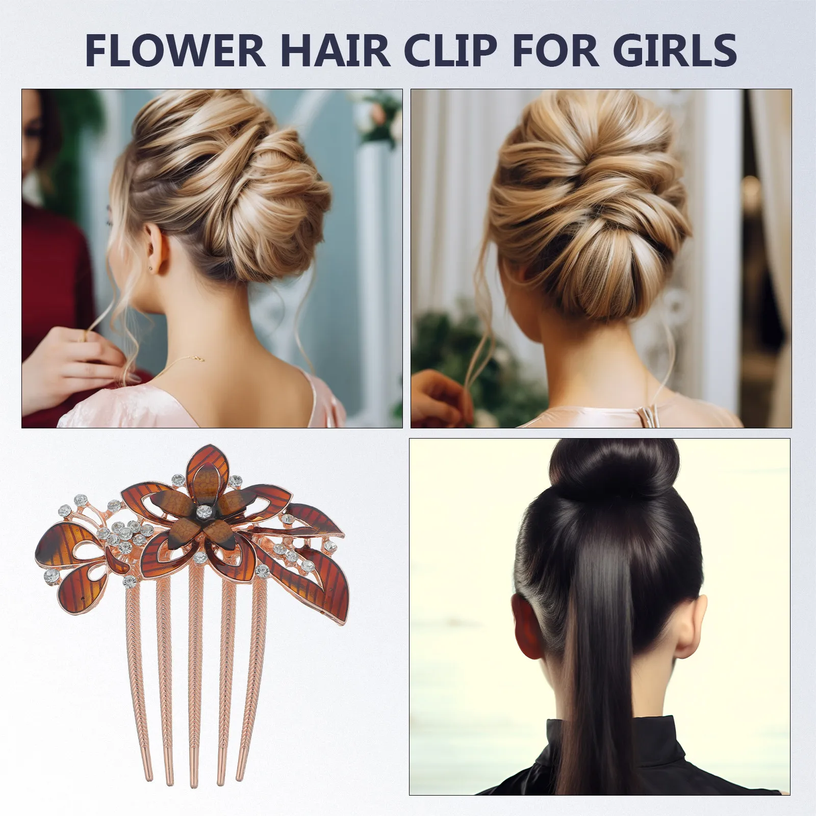 Five Tooth Wide Tooth Hair Comb Matte Metal Finish Hair Accessories for Women Secure Updo Bun Styling Party Wedding Hairpin