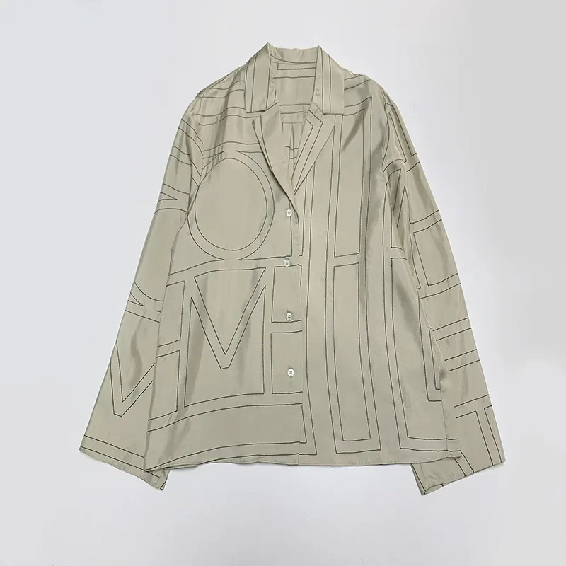 Embroidered 100 Silk Long Sleeve Loose Fit Shirt Trouser Set