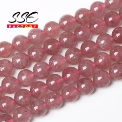 AAAAA Natural Strawberry Crystal Quartz Round Loose Beads 4 6 8 10 12 MM 15