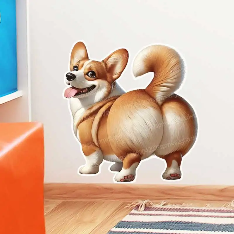 Funny Corgi 'I like Big Ass' Toilet Cover Self-Adhesive Bathroom Wall Stickers Home Decor Window & Refrigerator Decals 88