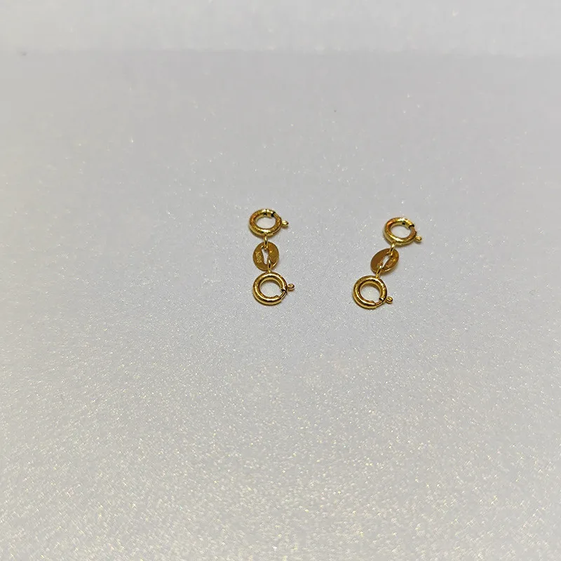 Real 18K gold double buckle DIY handmade extension chain Au750 daily versatile ultra light 4mm closure buckle boutique jewelry