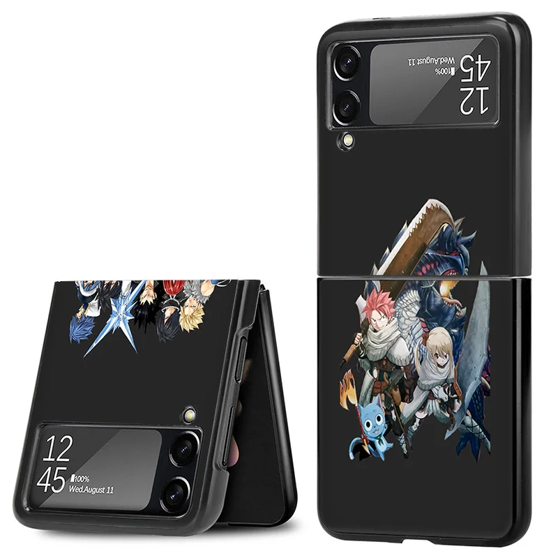 Matte Phone Case For Samsung Galaxy Z Flip6 5G Flip5 Flip4 Flip3 ZFlip 6 3 4 5 Fairy Tail Hard Black Cover