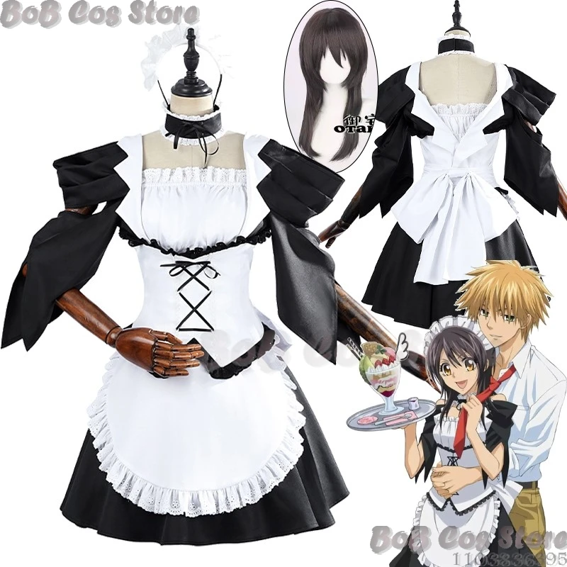 Ayuzawa Misaki Anime Kaichou wa Maid-sama! Cosplay Kostuum Meisje Vrouwen Bruine Pruik Meid Pak Kerstmis Halloween Rollenspel Aangepast