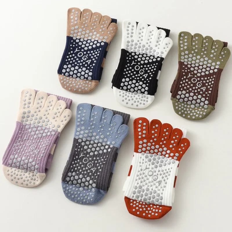 Yoga Socks Women Five-finger Professional Pilates Socks Silicone Non-slip Indoor Workout Gym Fitness Dance Sports Socks Stocking