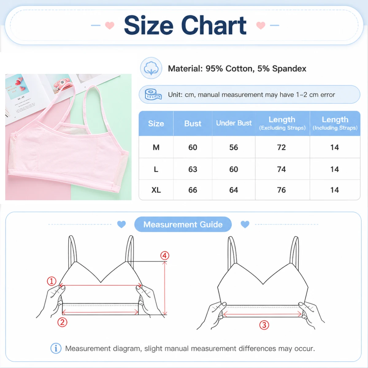 Teenage Girls Training Bras Thin Strap Cami Bra Middle High School Students Soft Cotton Mesh Bra Teens Daily Underwear