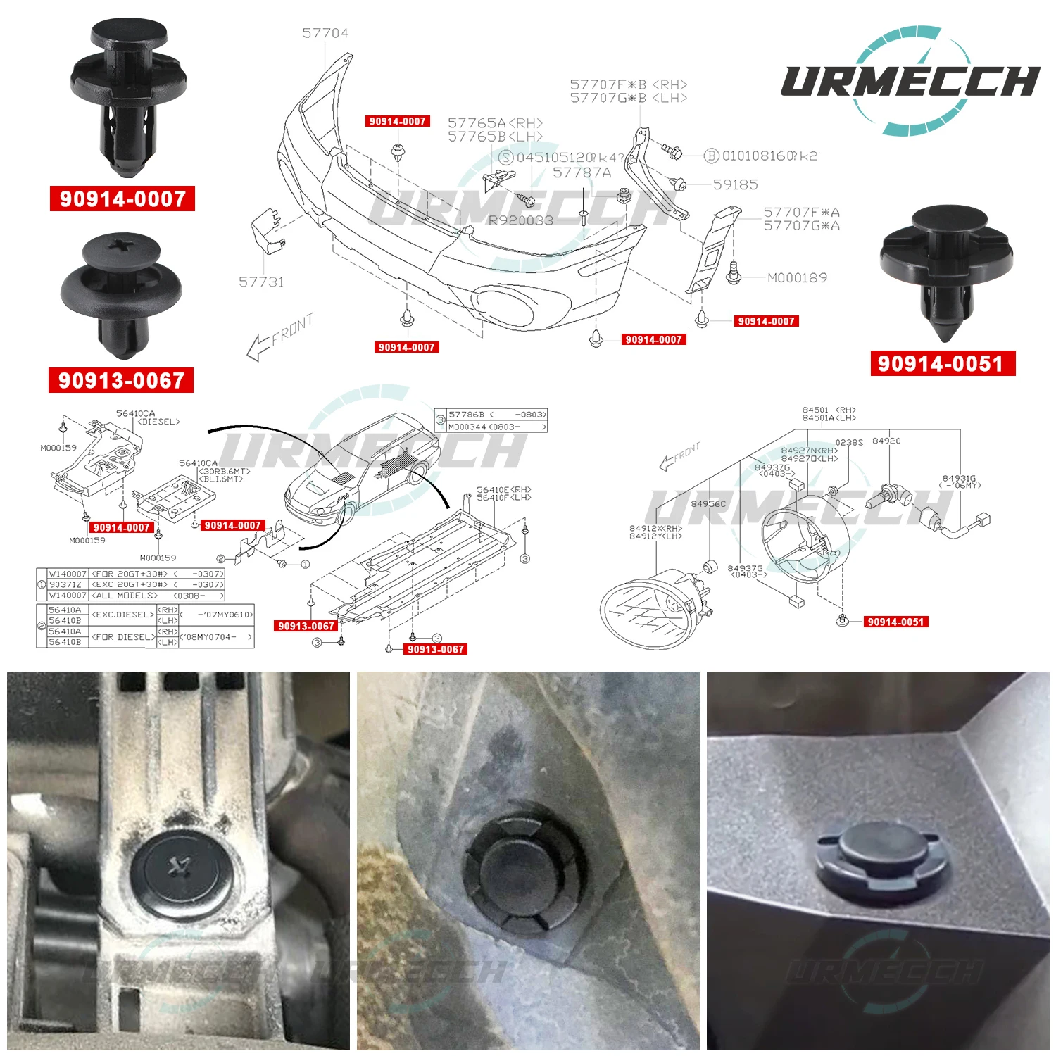 Push-Type Retainer Bumper Rivet Fender Liner Clips For Subaru Crosstrek Forester Impreza WRX STI Ascent 90914-0007 90913-0067