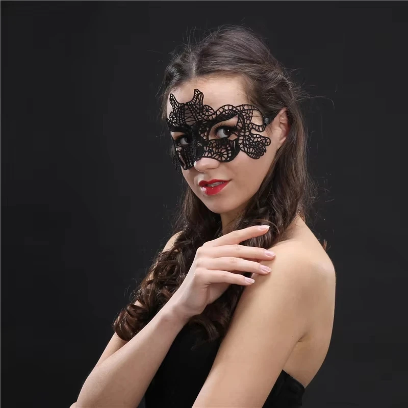 Sexy Lace Masquerade Mask for Women, Black Color, Half Face, Carnival, Halloween, Cosplay, Festive, Animal Party Supplies, 10 PC