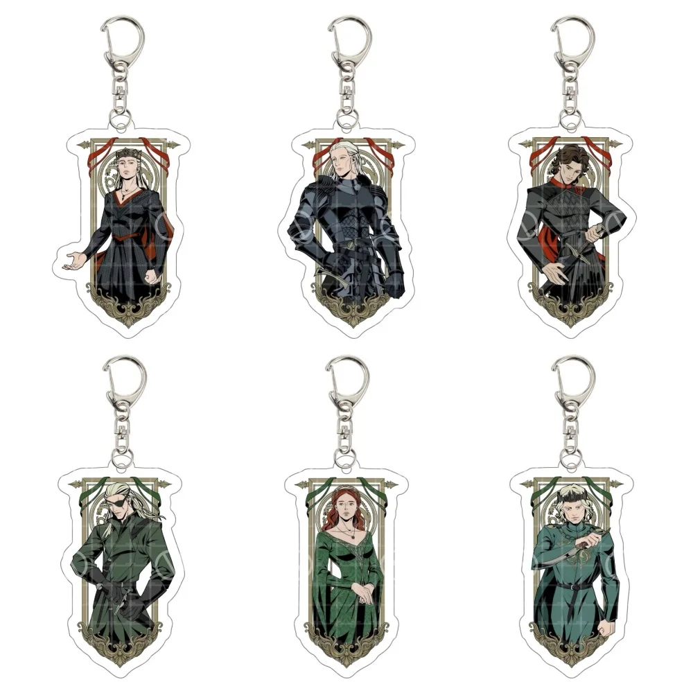 6cm House of the Dragon Anime Acryl-Schlüsselanhänger Figur Aemond Rhaenyra Daemon Aegon Schreibtisch-Ornament Sammlerstück Modell Geschenk