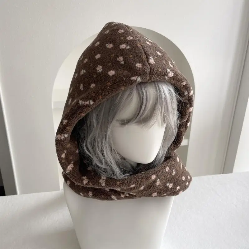 2026 New Flower Print Hooded Scarf with Attached Panels for Head and Neck Coverage