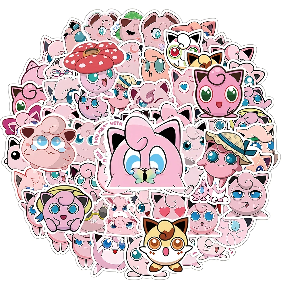 10/30/60PCS Cute Pink Pokemon Jigglypuff Stickers Cartoon Aesthetic Decals Toys Waterproof DIY Phone Notebook Laptop