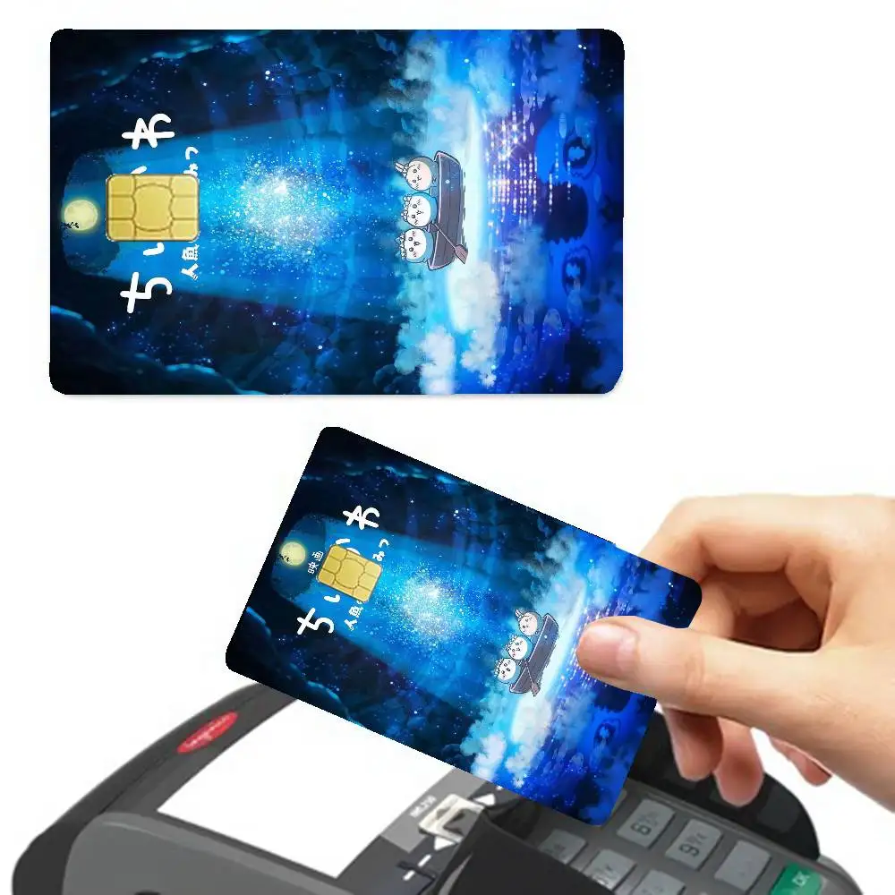 Cartoon C-Chiikawas Credit Card Skin Stickers No Adhesive Residue Water Proof for VISA Credit Card Subway Access Card