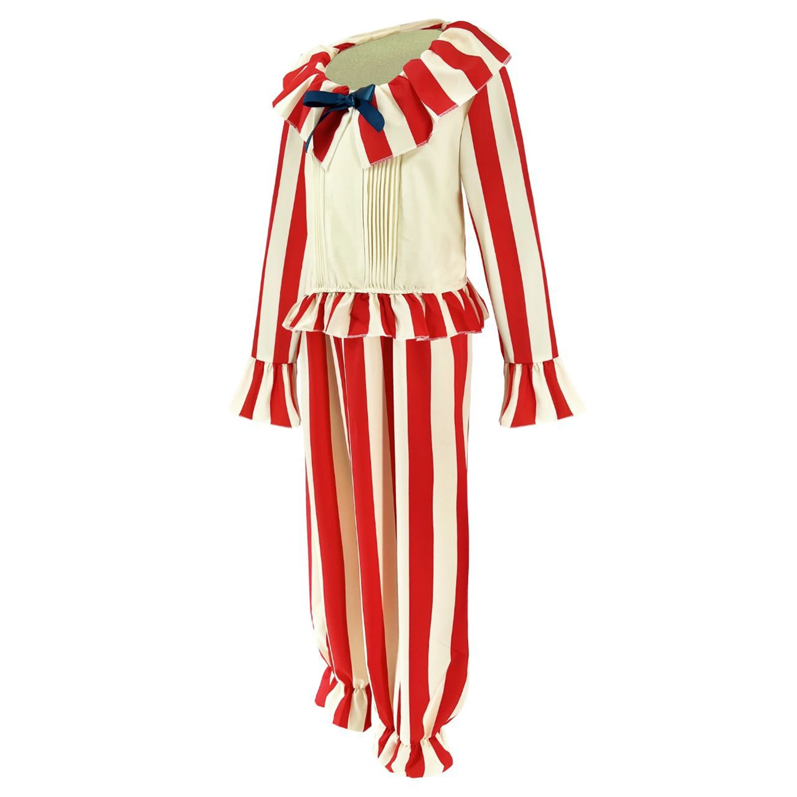 Clown Cosplay Costume Horror Movie Men'S Jumpsuit Red Striped Uniform Circus Clown Uniform Halloween Carnival Party Uniform view 5