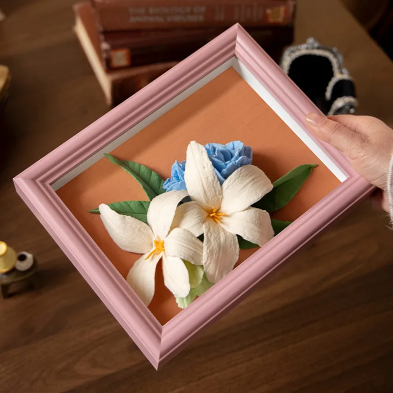 Pink Christmas Green 3D Hollow Specimen Photo Frame Plant Embossed Shell Clay Dried Flower Preservation Picture Frame
