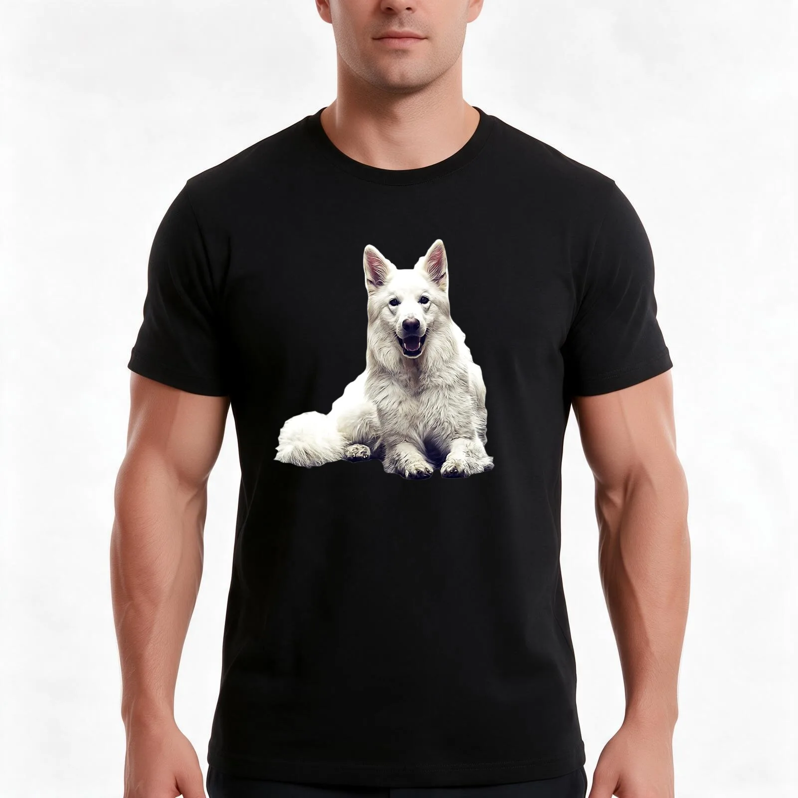 White Swiss Shepherd Dog T-Shirt Summer Casual Cotton Tee Oversized Streetwear Tops Vintage Graphic Print Unisex Men Women