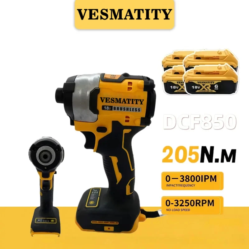 DCF850 3250RPM Impact Driver Cordless Intelligent Tools 205N.m high torque electric tool For DeWALT Battery