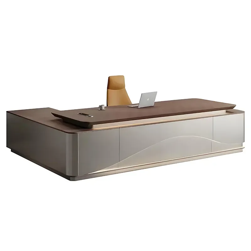 for Light Luxury  Senior Chairperson Office President Desk Large Modern Simple Executive Desk with Lights