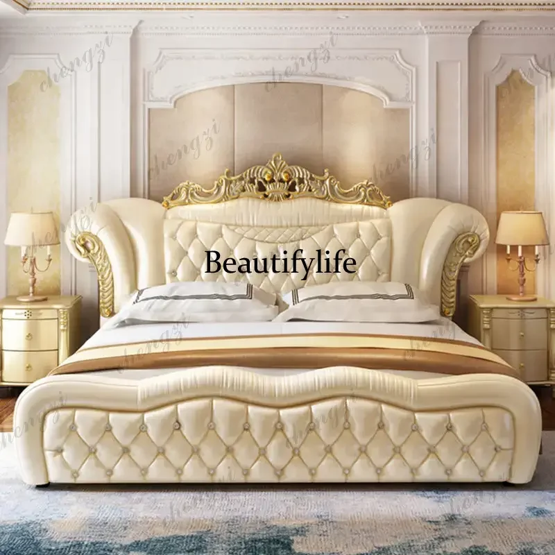 

PPP Quality Luxury European Bed Frame Aesthetics Full Princess Master Bedroom Bed Confortable Fashionable Muebles Home Furniture