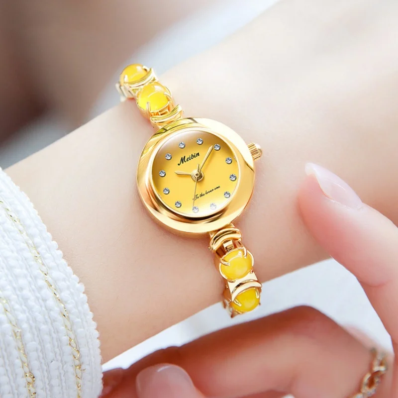 New Luxury Women's Watch Gemstone Jewelry Watch Quartz Watch Women's Gift Bracelet Fashion Multifunctional Exquisite Watch Timer