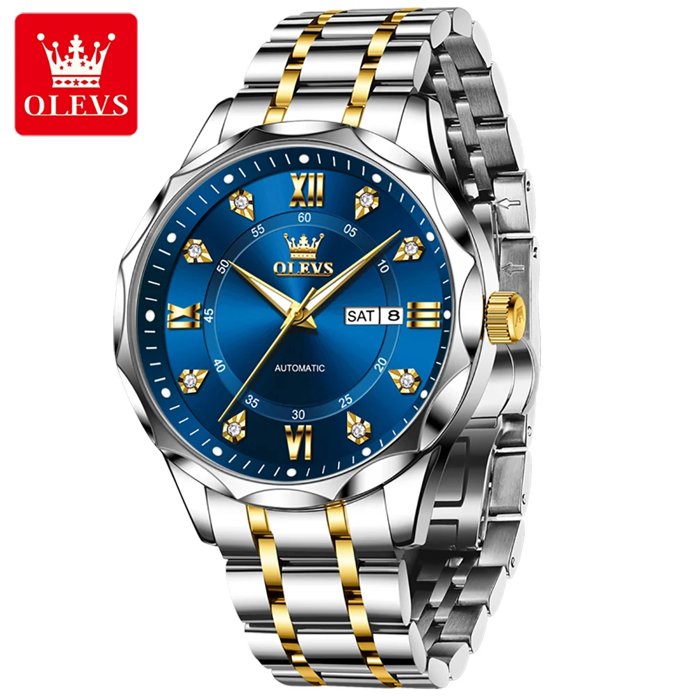 

OLEVS часы мужские лучший бренд класса люкс дата автоматические механические мужские часы из нержавеющей стали водонепроницаемые светящиеся деловые часы
