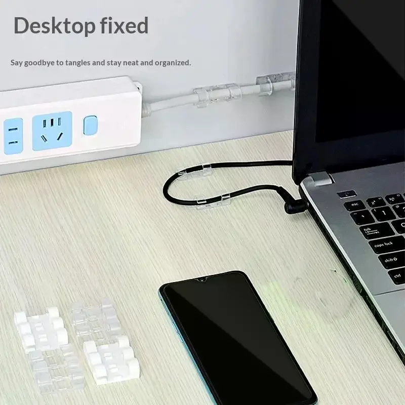 20 PCS Transparent Self Adhesive Cable Clips Strong Adhesion Easy Installation For Home Office Cable Organization