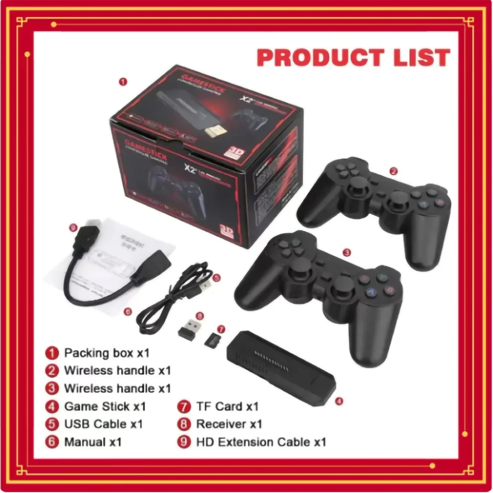 Game X2 Plus Retro Video Console 256G 50000 Game GD10 Pro 4K Game Stick 3D HD Wireless Controller TV 50 Emulator For PS1/N64/DC